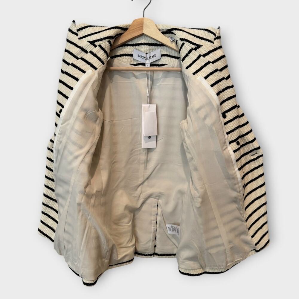 NWT Veronica Beard Jenny Stripe Short Sleeve Cotton Blend Dickey Jacket Size 6 - Picture 8 of 16